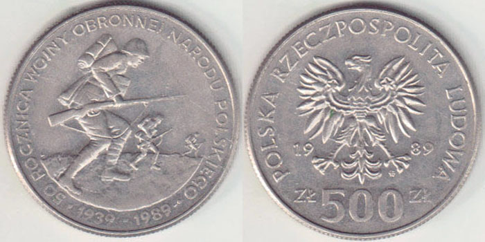 1989 Poland 500 Zlotych (World War 2) A005164